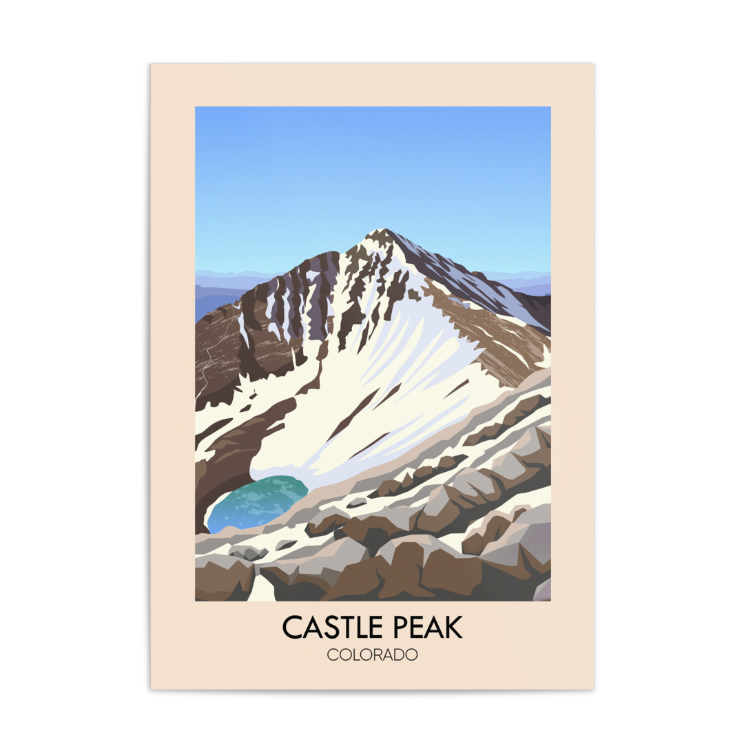 Castle Peak Colorado USA Travel Poster