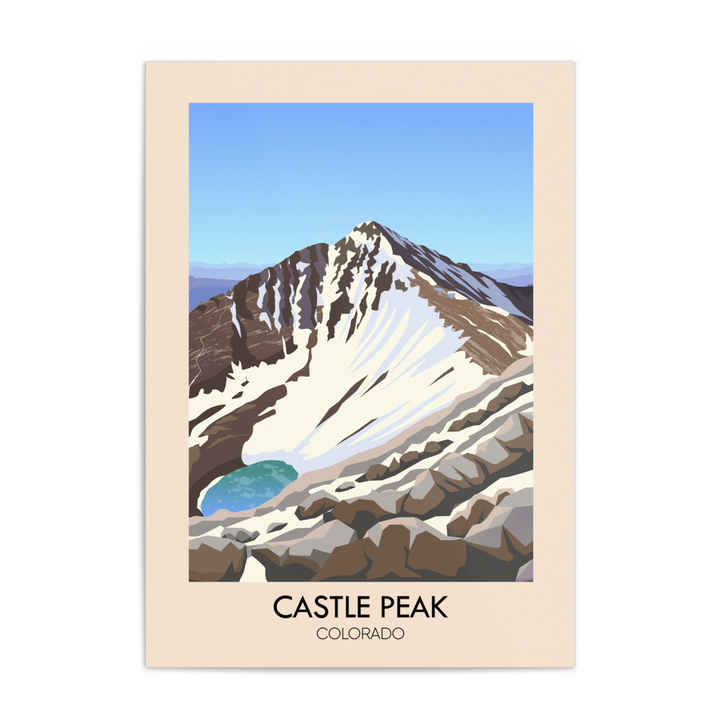 Castle Peak Colorado USA Travel Poster