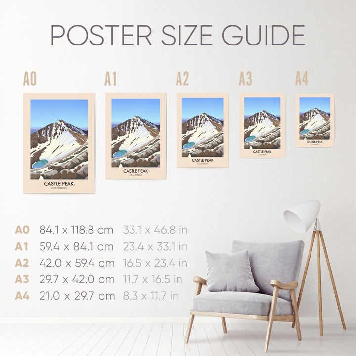 Castle Peak Colorado USA Travel Poster