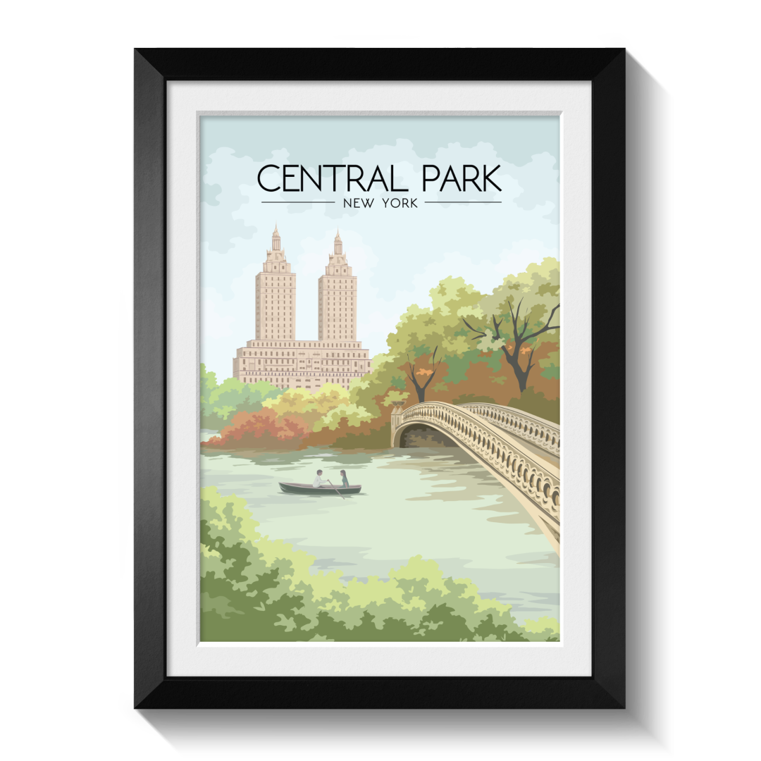 Central Park New York Bow Bridge Travel Poster