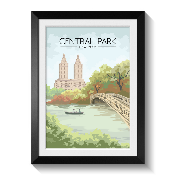 Central Park New York Bow Bridge Travel Poster