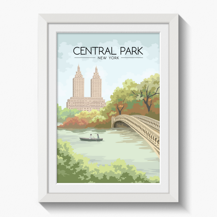 Central Park New York Bow Bridge Travel Poster