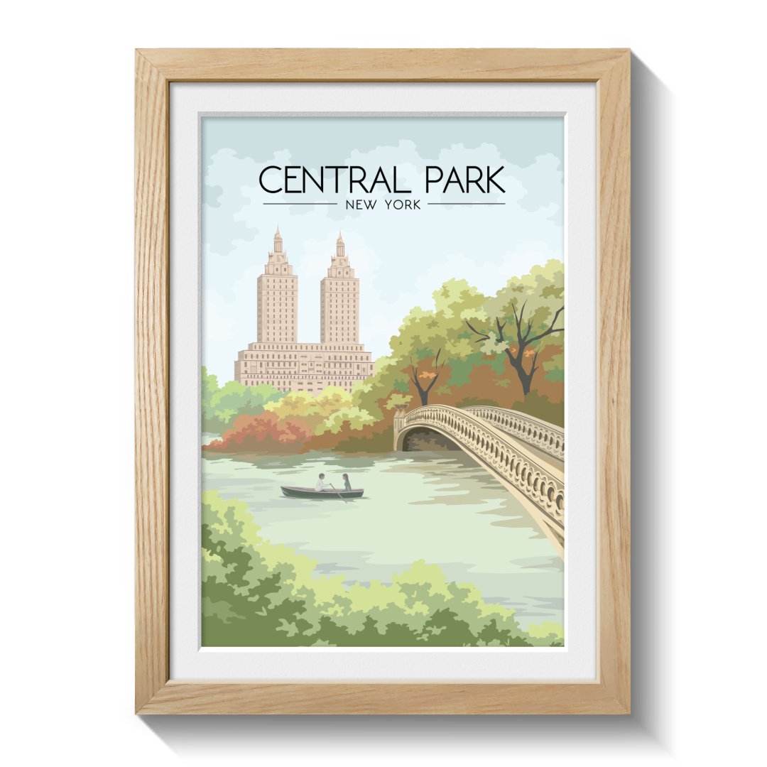 Central Park New York Bow Bridge Travel Poster