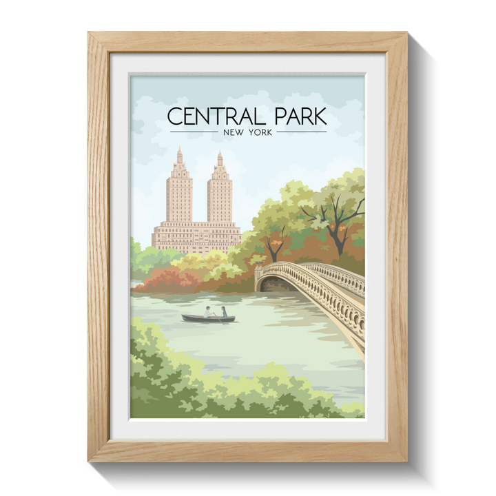 Central Park New York Bow Bridge Travel Poster