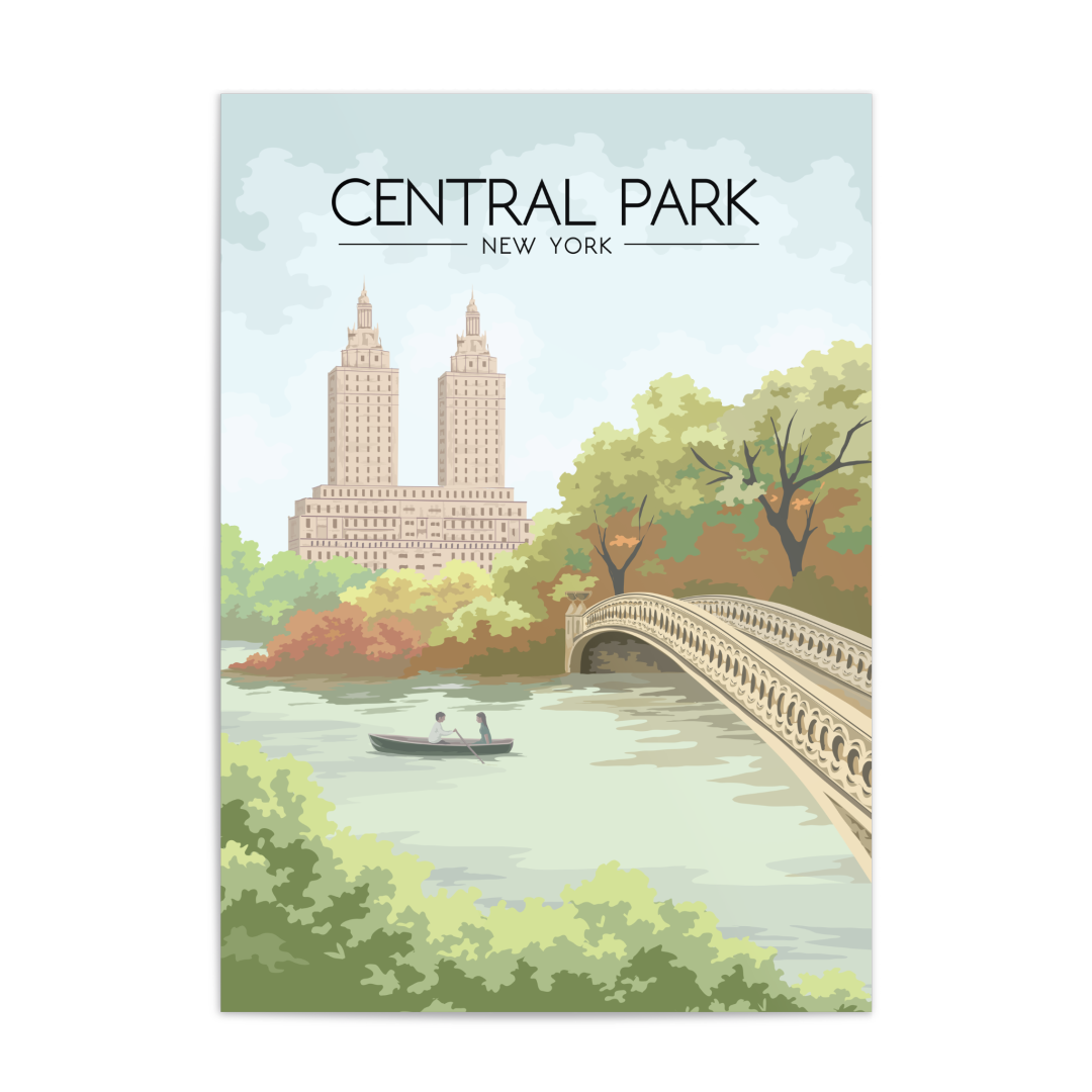 Central Park New York Bow Bridge Travel Poster