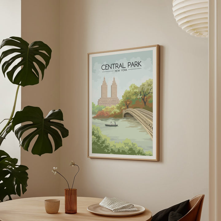Central Park New York Bow Bridge Travel Poster
