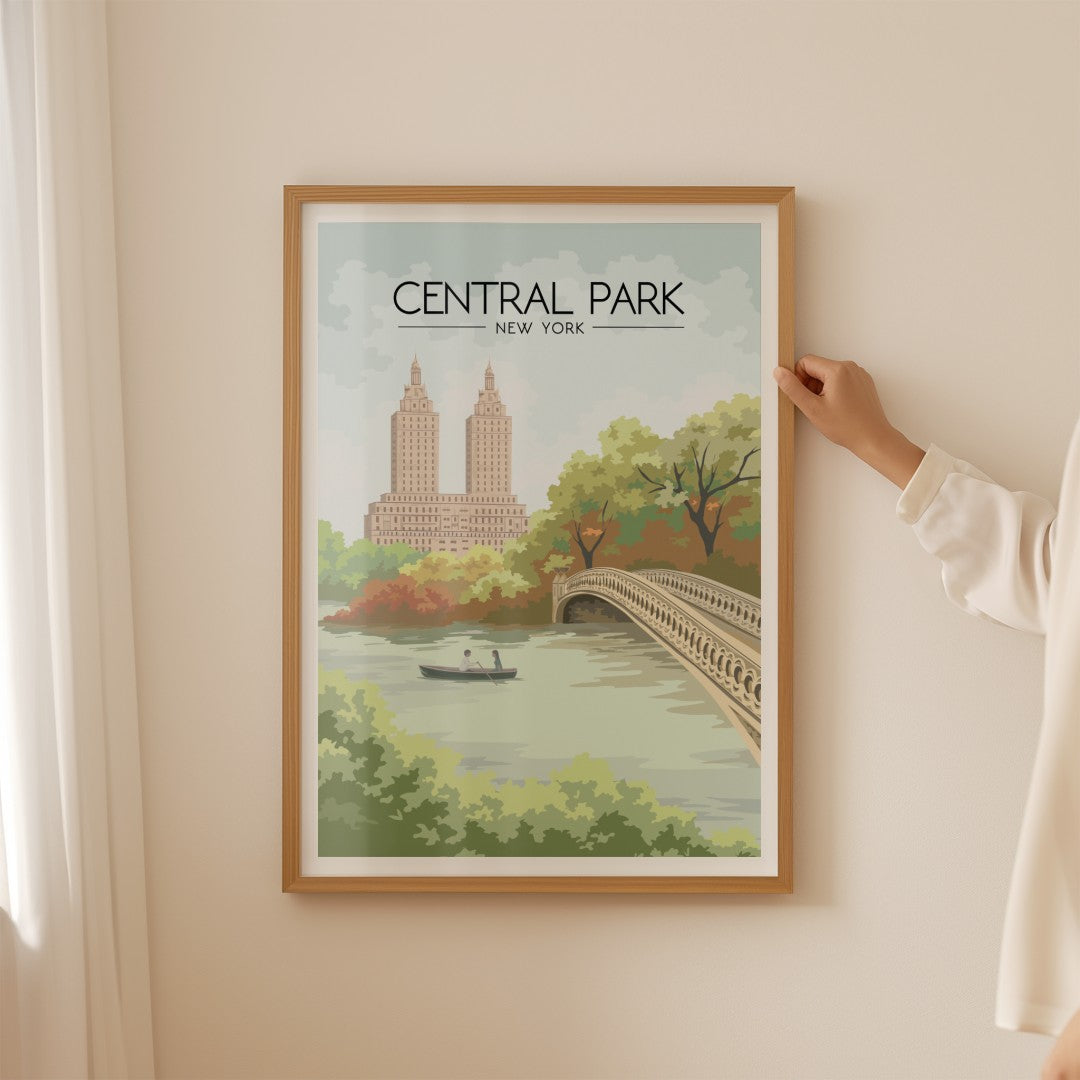 Central Park New York Bow Bridge Travel Poster