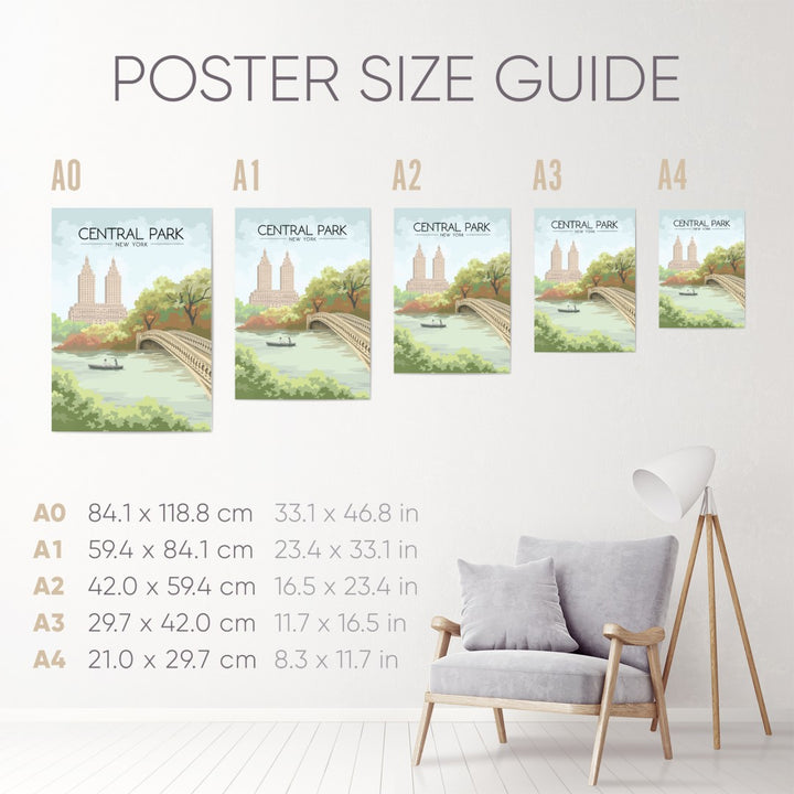 Central Park New York Bow Bridge Travel Poster