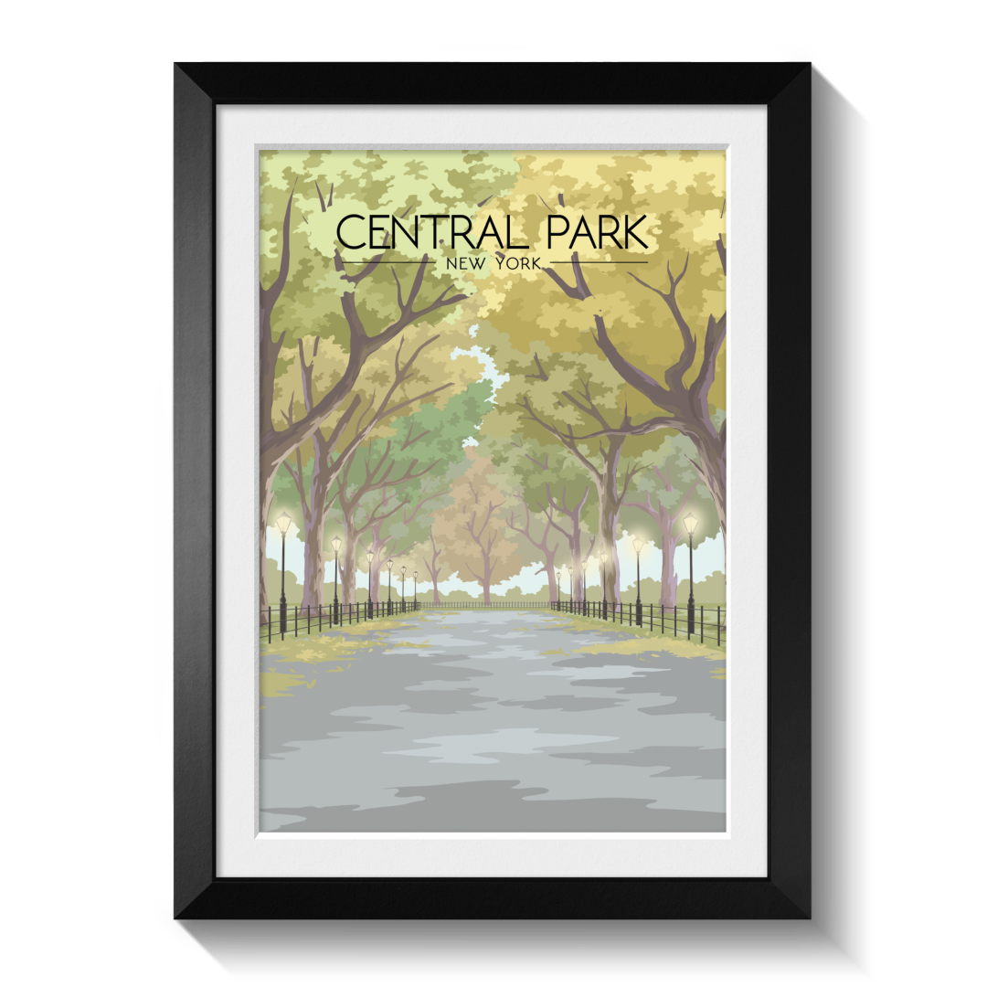 Central Park New York The Mall Travel Poster