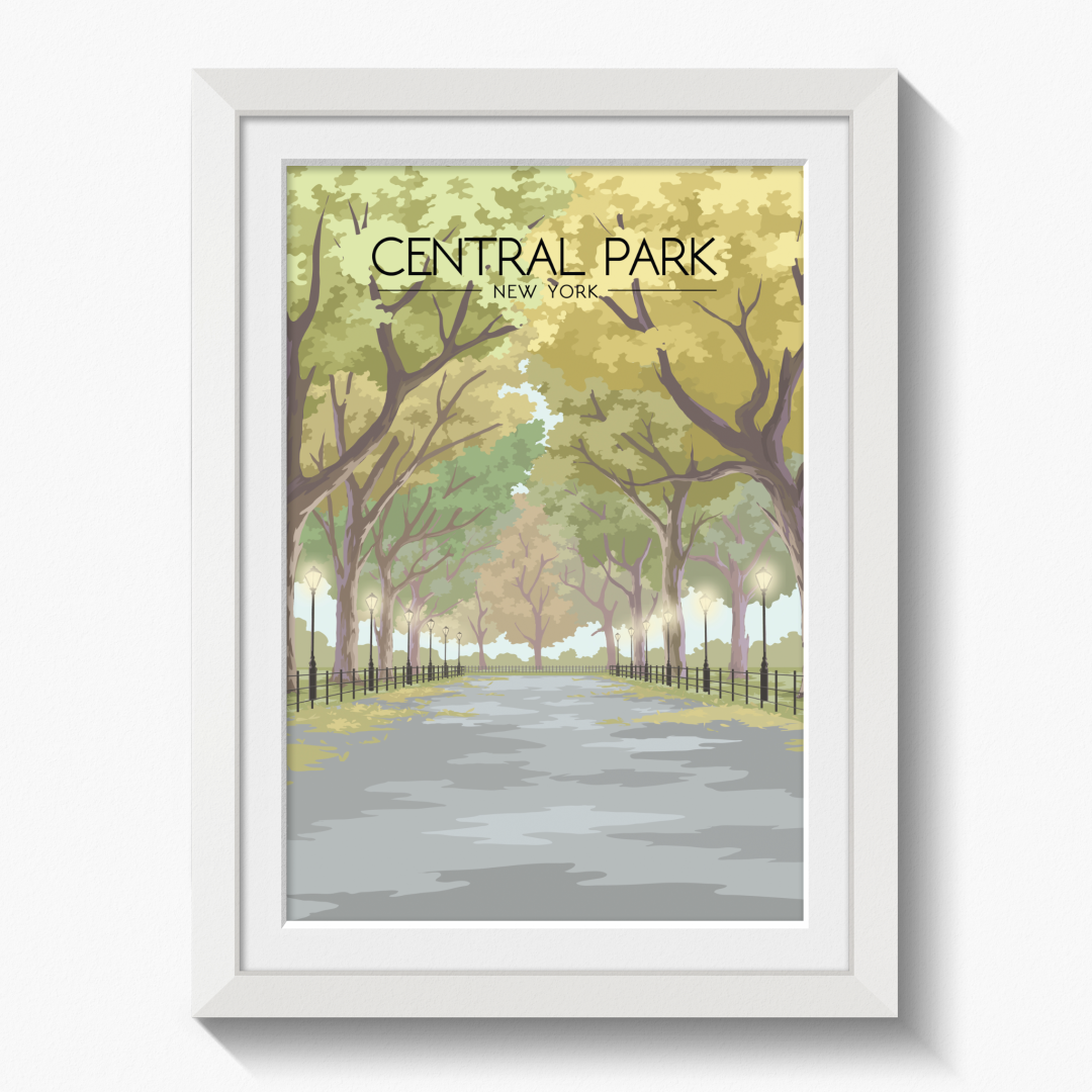Central Park New York The Mall Travel Poster