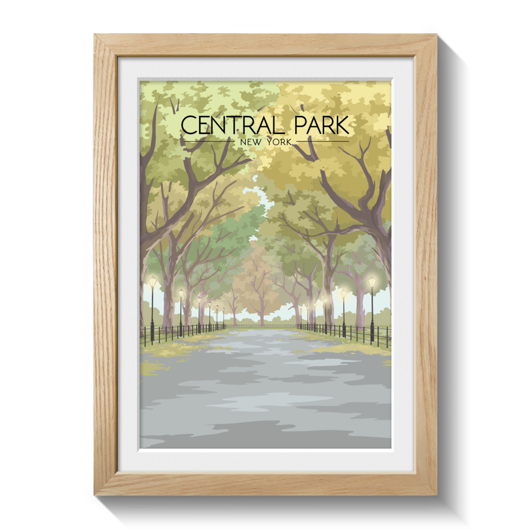 Central Park New York The Mall Travel Poster