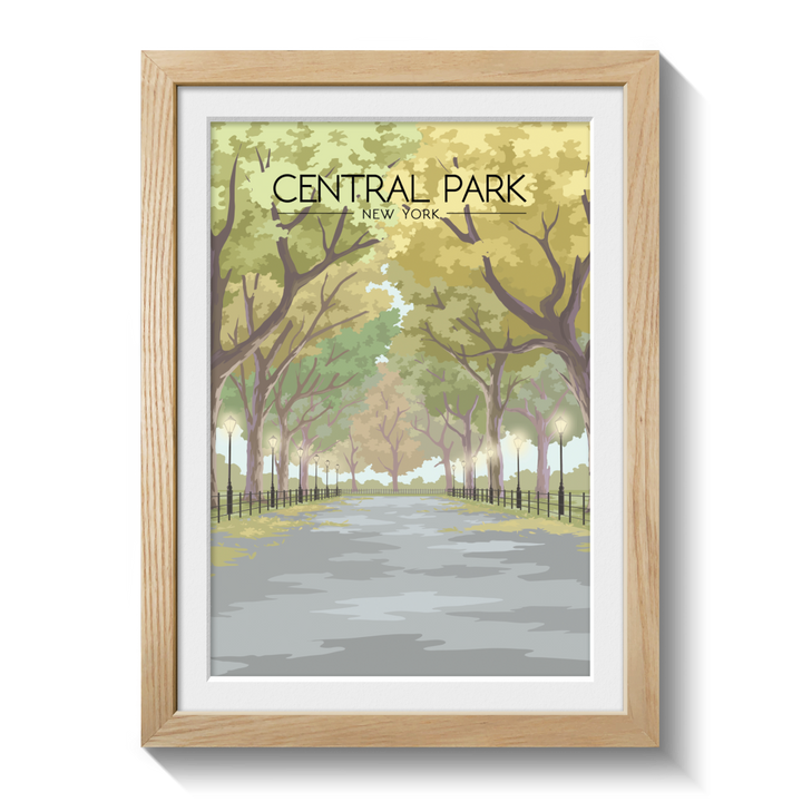 Central Park New York The Mall Travel Poster
