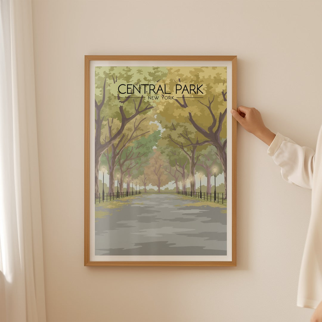 Central Park New York The Mall Travel Poster