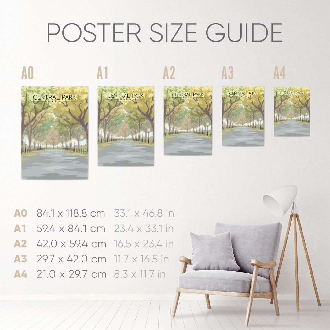 Central Park New York The Mall Travel Poster