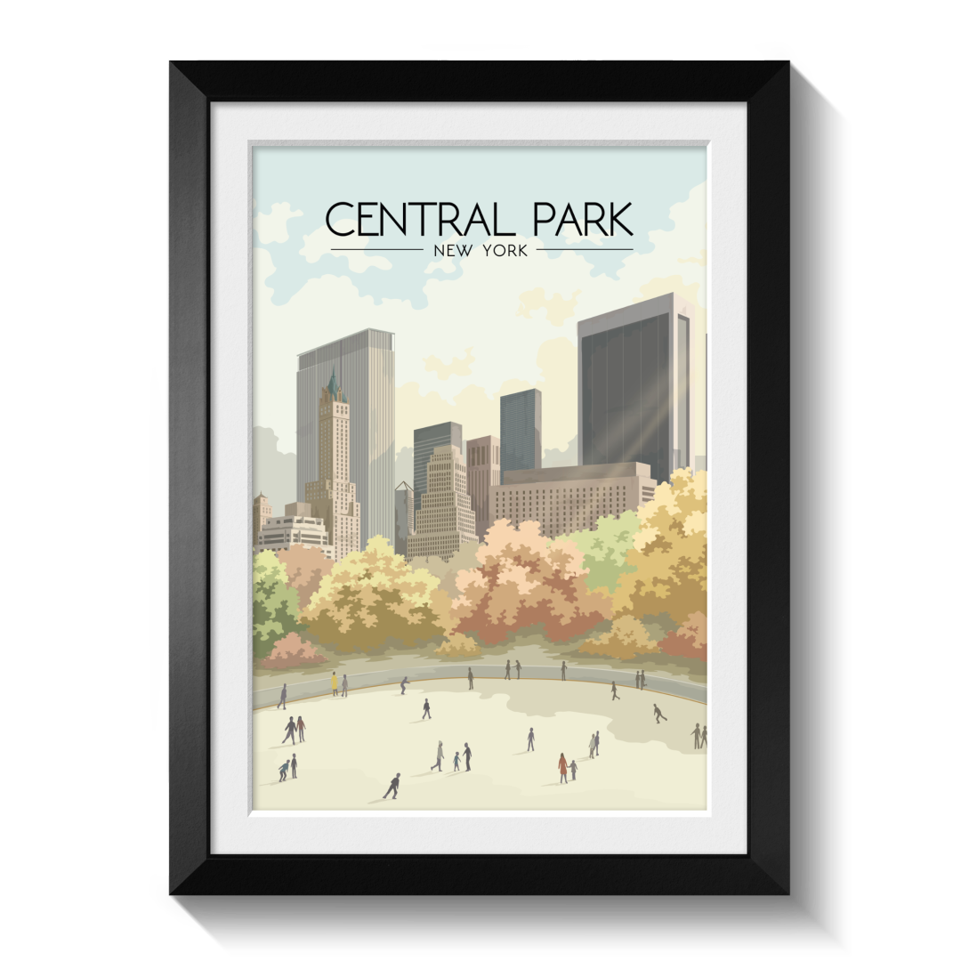 Central Park New York Ice Rink Travel Poster