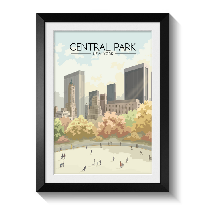 Central Park New York Ice Rink Travel Poster