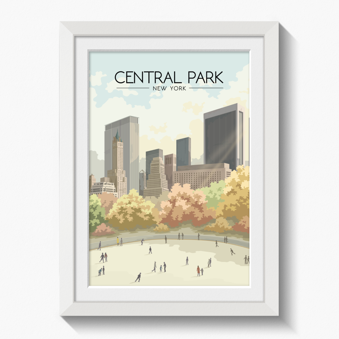 Central Park New York Ice Rink Travel Poster
