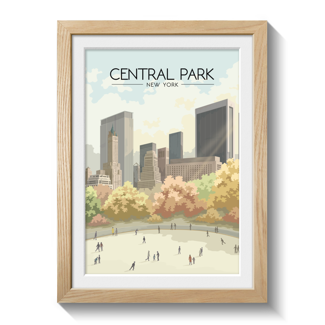Central Park New York Ice Rink Travel Poster