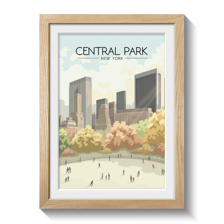 Central Park New York Ice Rink Travel Poster