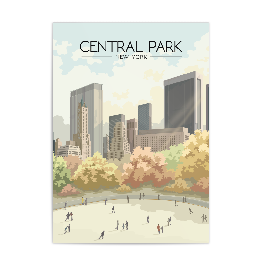 Central Park New York Ice Rink Travel Poster