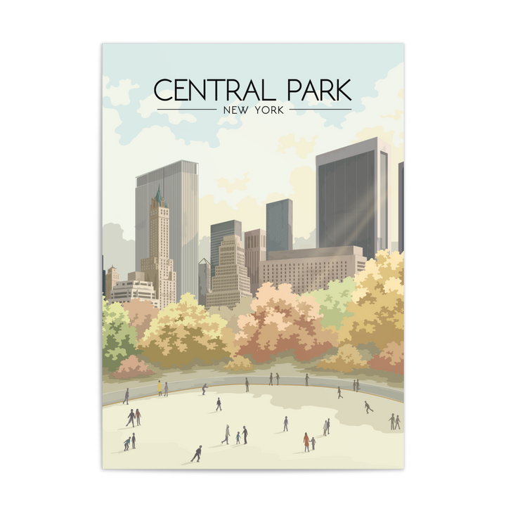 Central Park New York Ice Rink Travel Poster