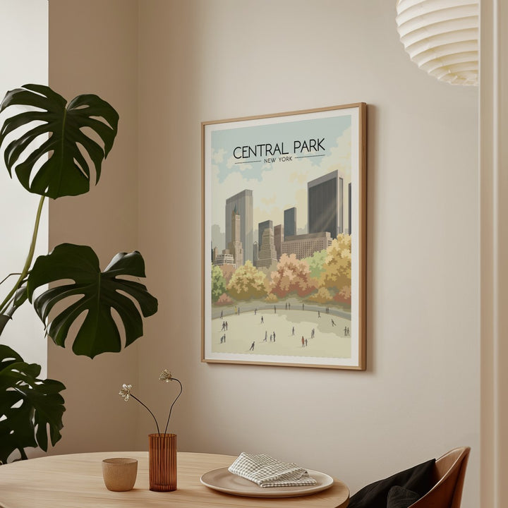 Central Park New York Ice Rink Travel Poster