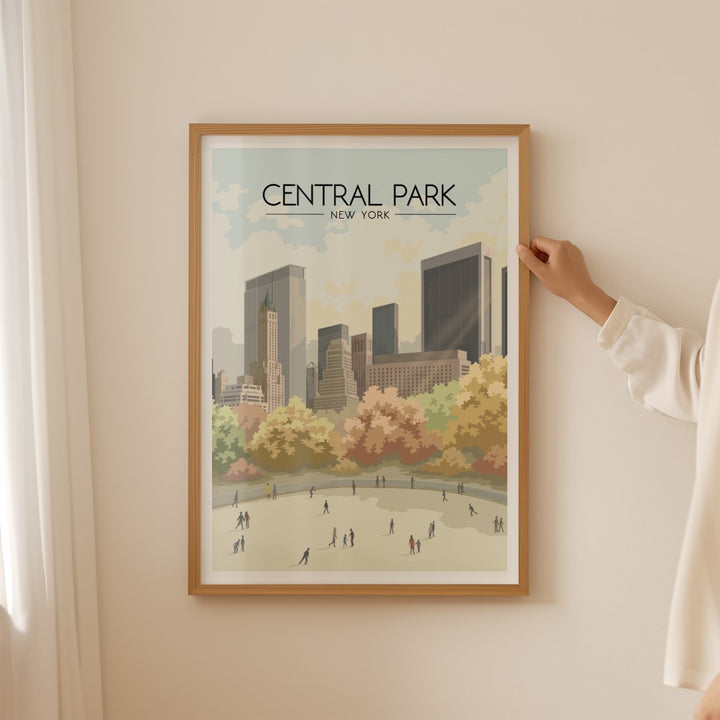 Central Park New York Ice Rink Travel Poster