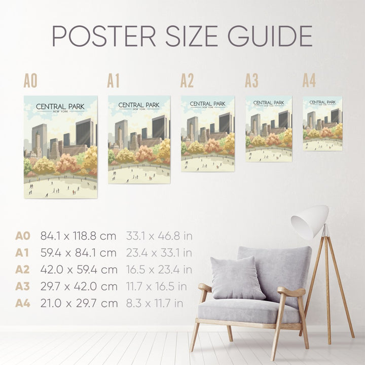 Central Park New York Ice Rink Travel Poster