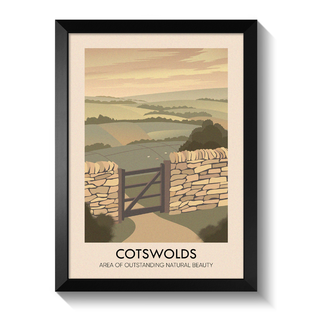 Cotswolds AONB Travel Poster
