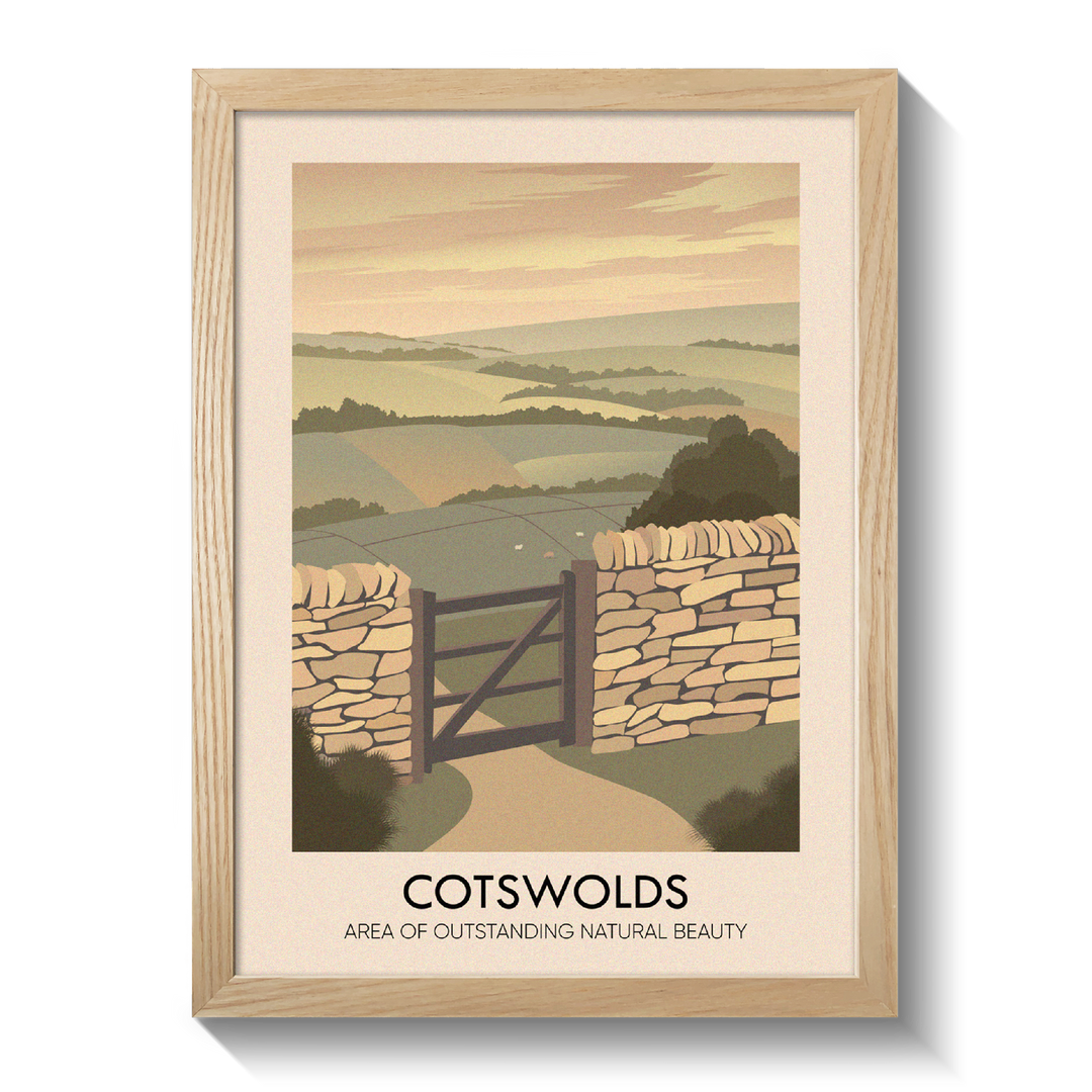 Cotswolds AONB Travel Poster