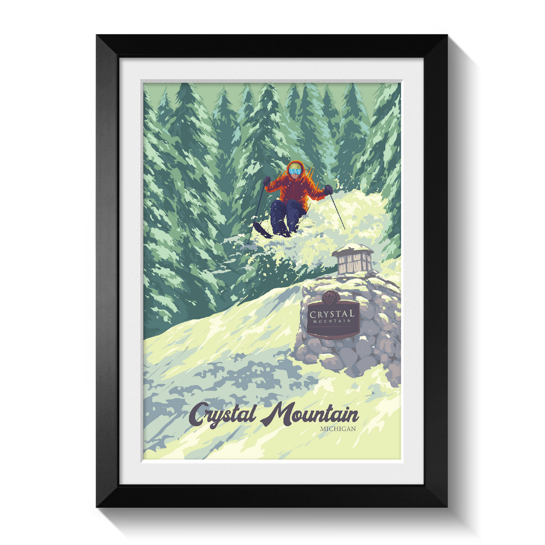 Crystal Mountain Michigan USA Ski Resort Travel Poster