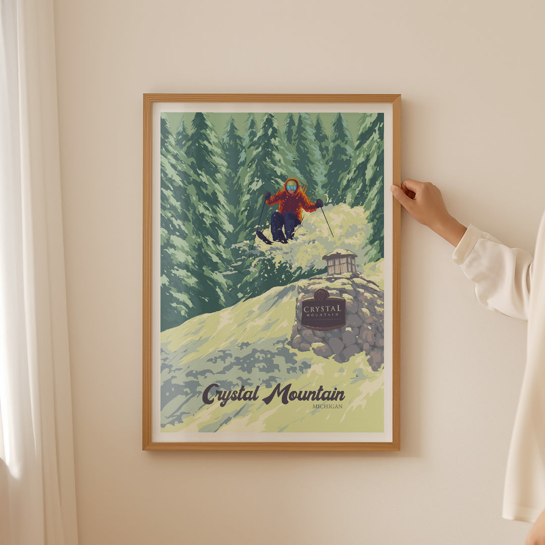 Crystal Mountain Michigan USA Ski Resort Travel Poster