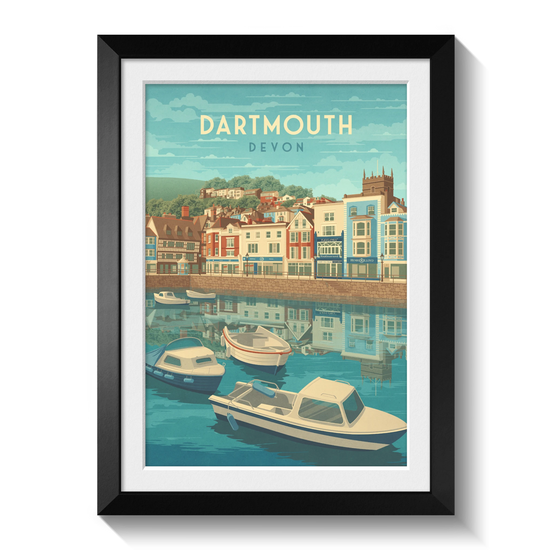 Dartmouth Devon Seaside Travel Poster