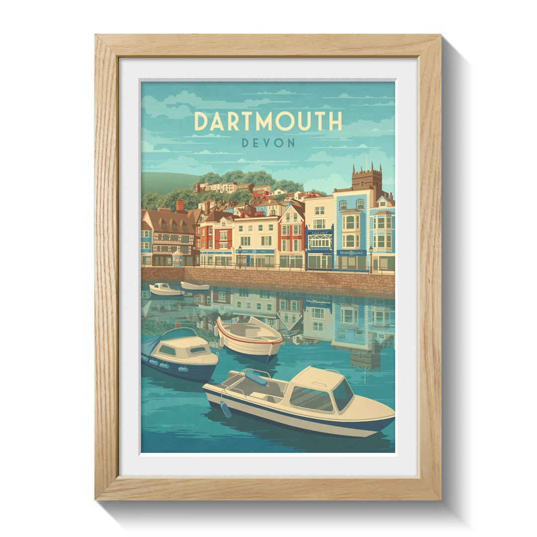 Dartmouth Devon Seaside Travel Poster