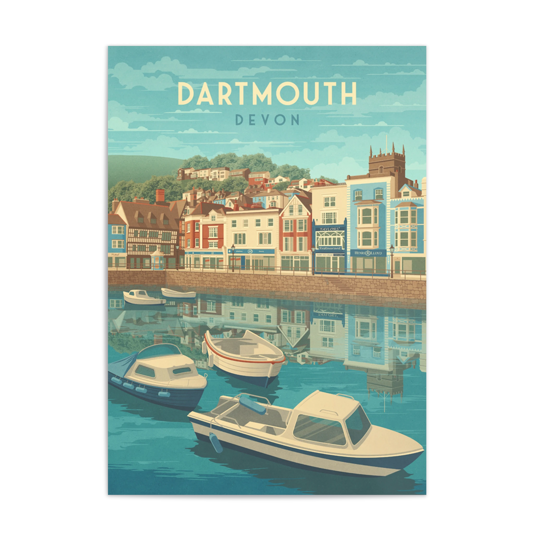 Dartmouth Devon Seaside Travel Poster