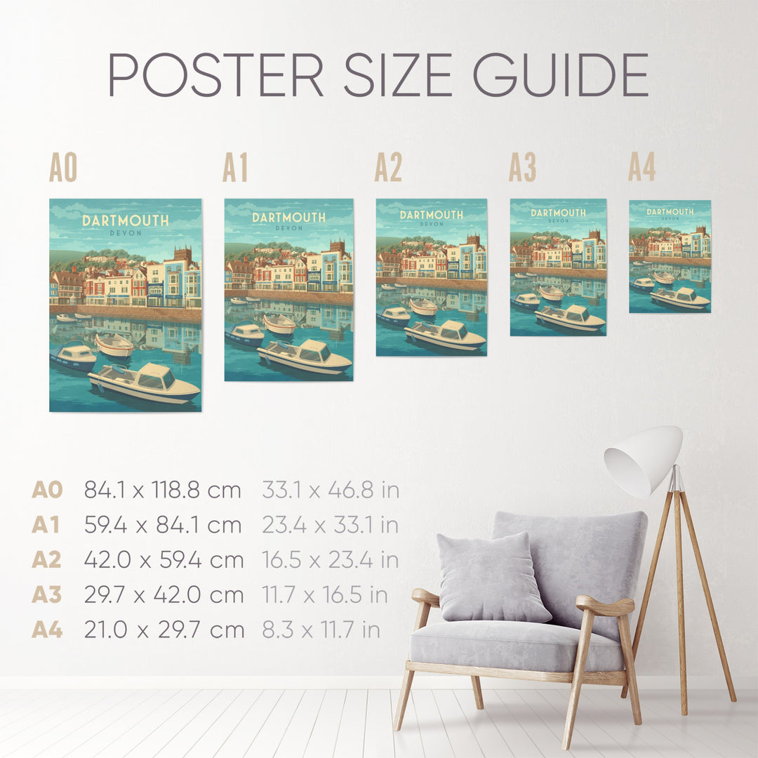 Dartmouth Devon Seaside Travel Poster