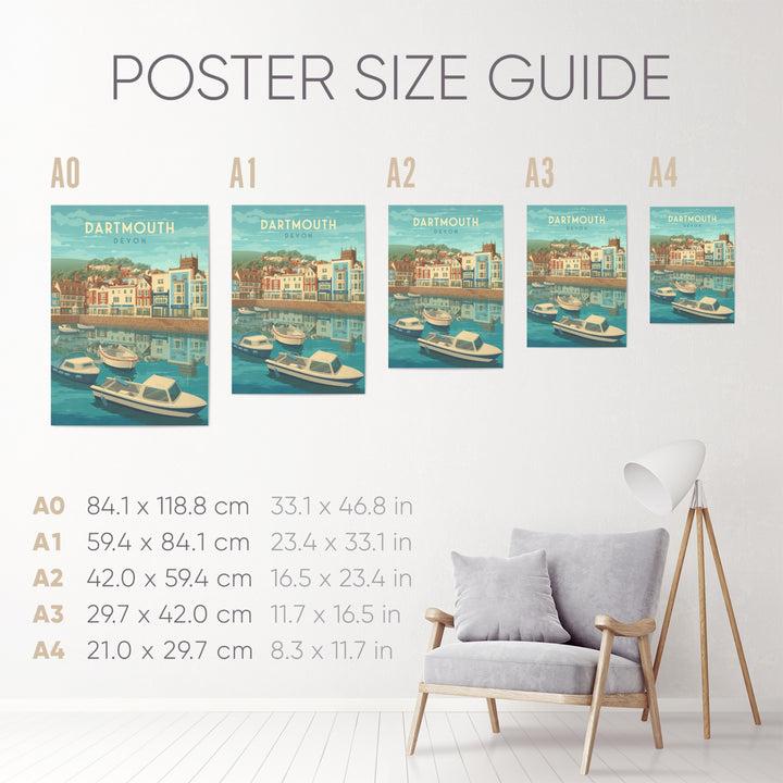 Dartmouth Devon Seaside Travel Poster