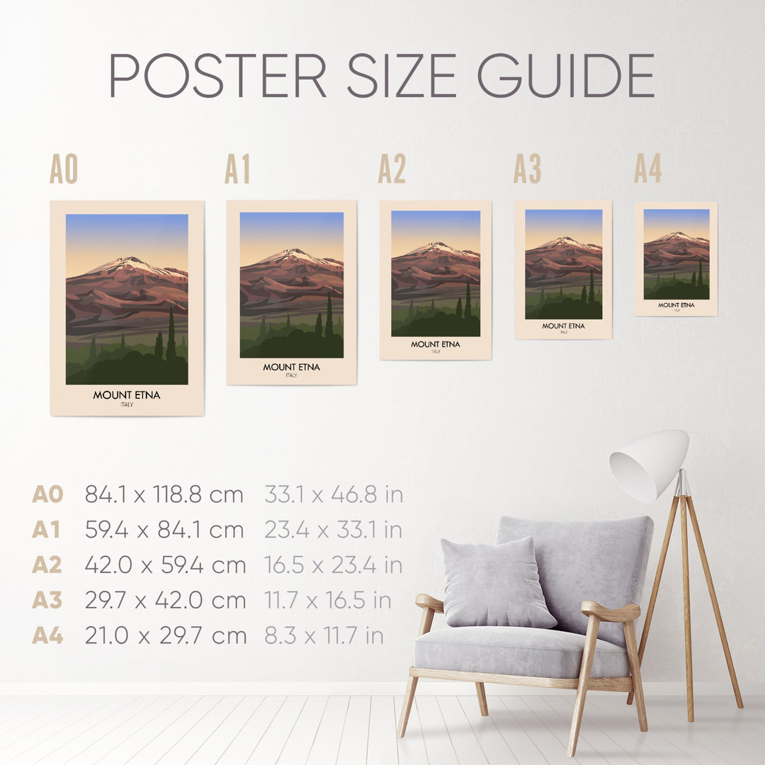 Mount Etna Italy Travel Poster