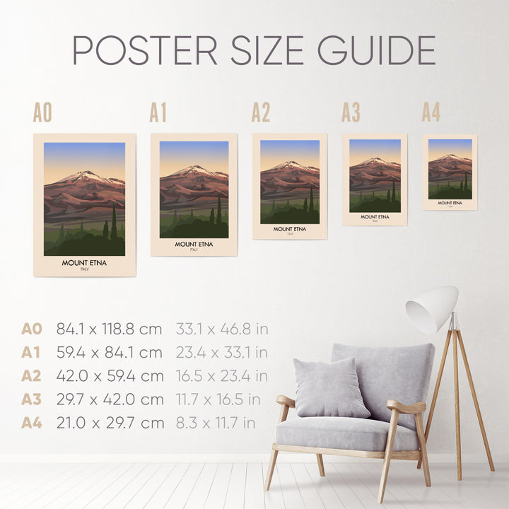 Mount Etna Italy Travel Poster