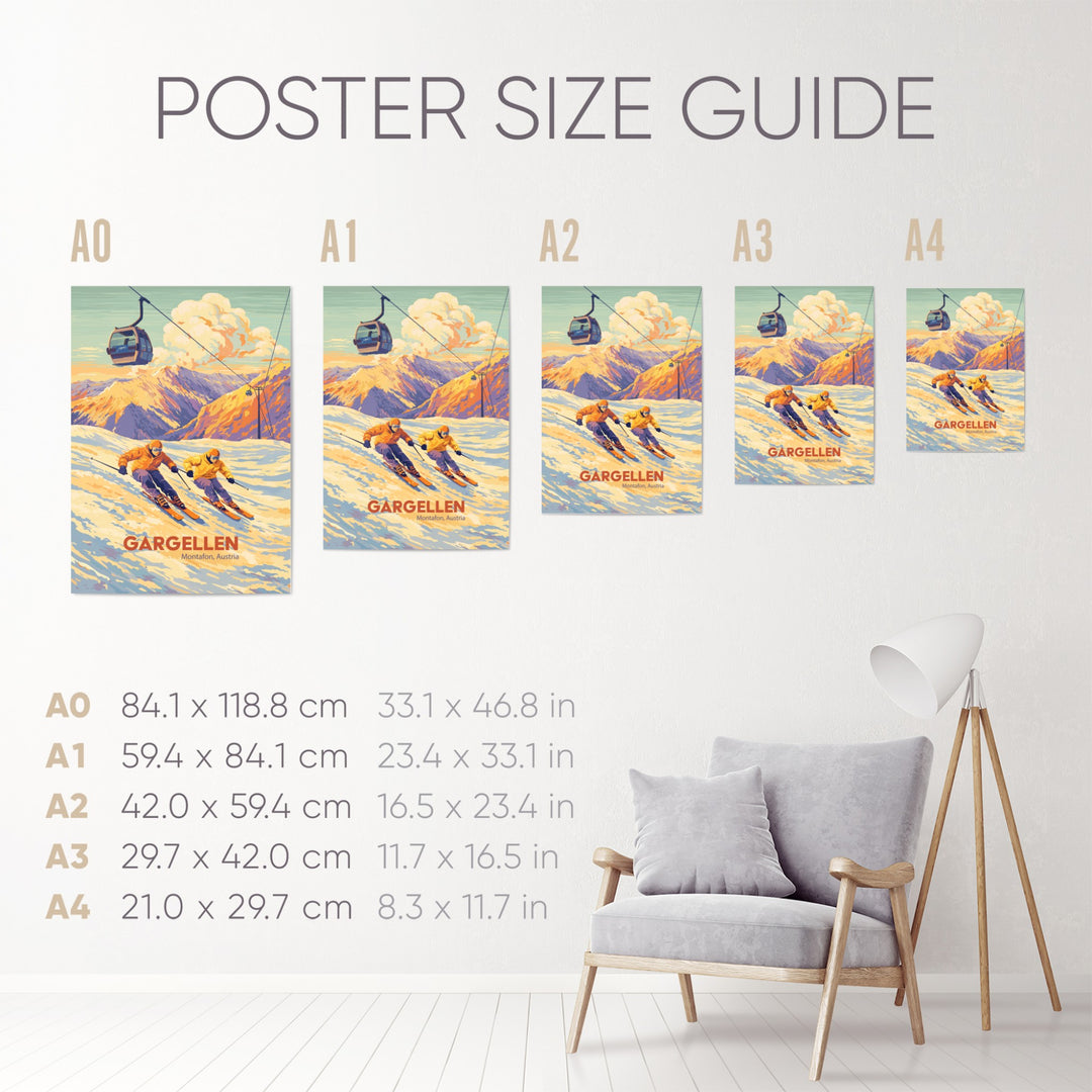 Gargellen Austria Ski Resort Travel Poster