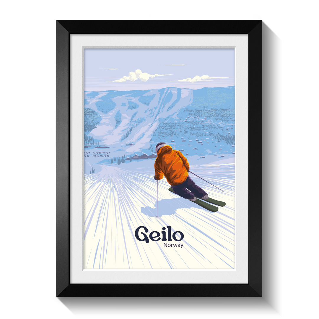 Geilo Norway Ski Resort Travel Poster