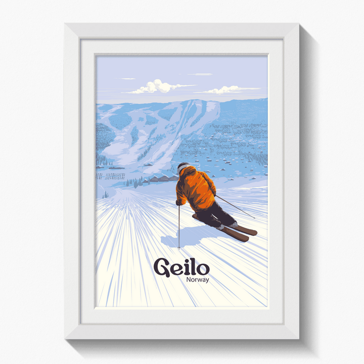 Geilo Norway Ski Resort Travel Poster
