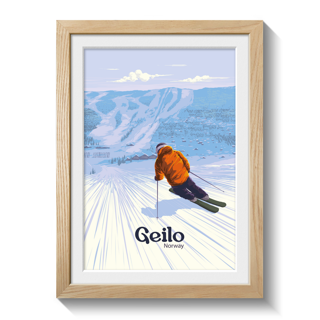 Geilo Norway Ski Resort Travel Poster