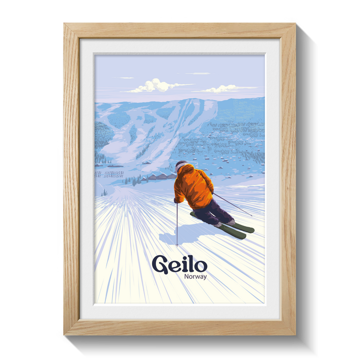 Geilo Norway Ski Resort Travel Poster