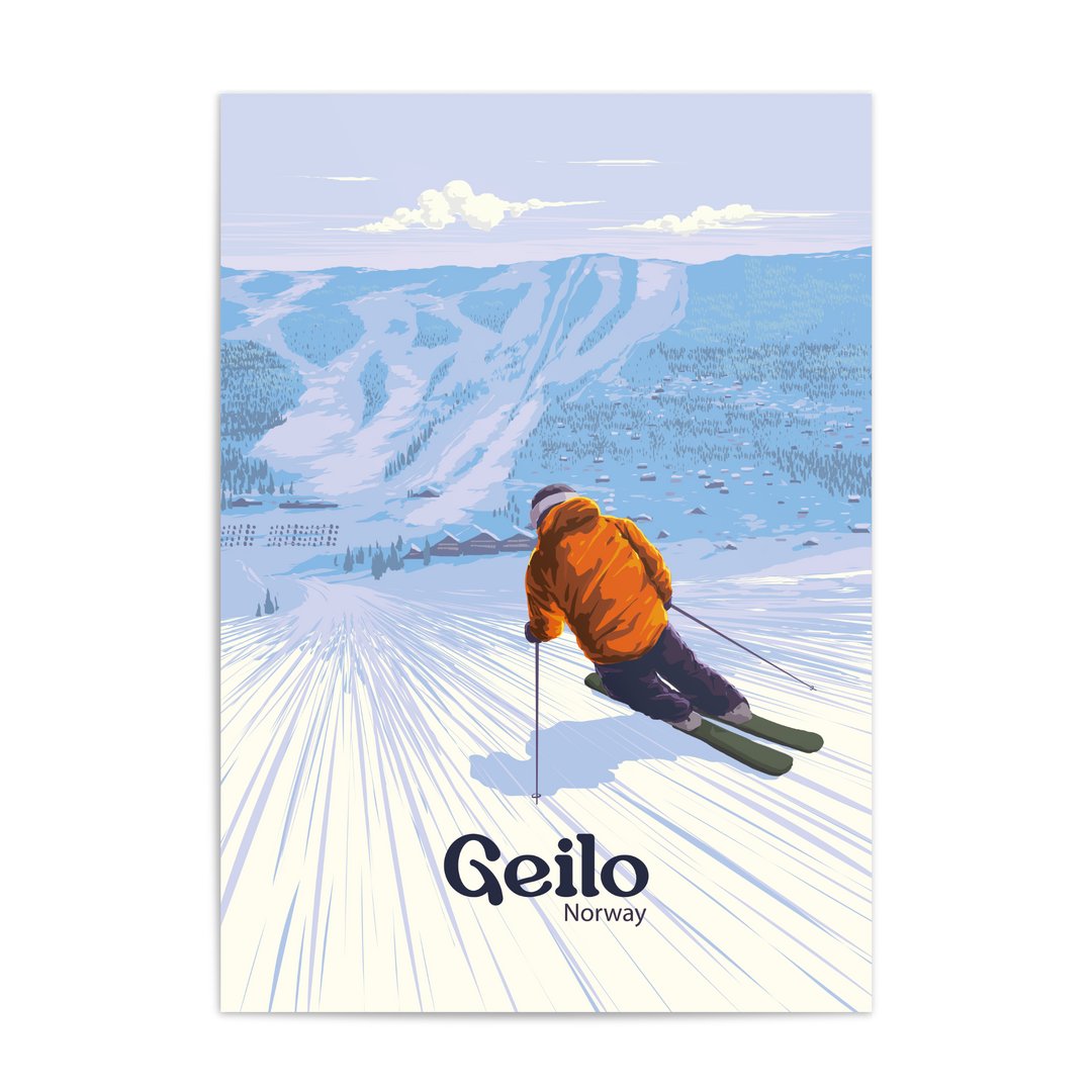 Geilo Norway Ski Resort Travel Poster