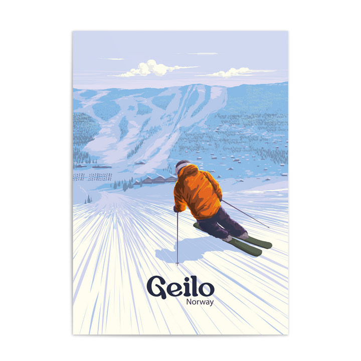 Geilo Norway Ski Resort Travel Poster