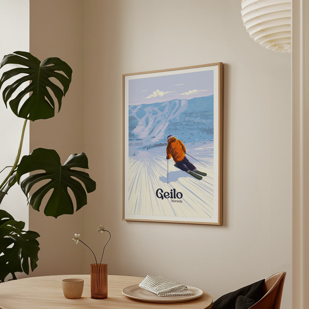 Geilo Norway Ski Resort Travel Poster