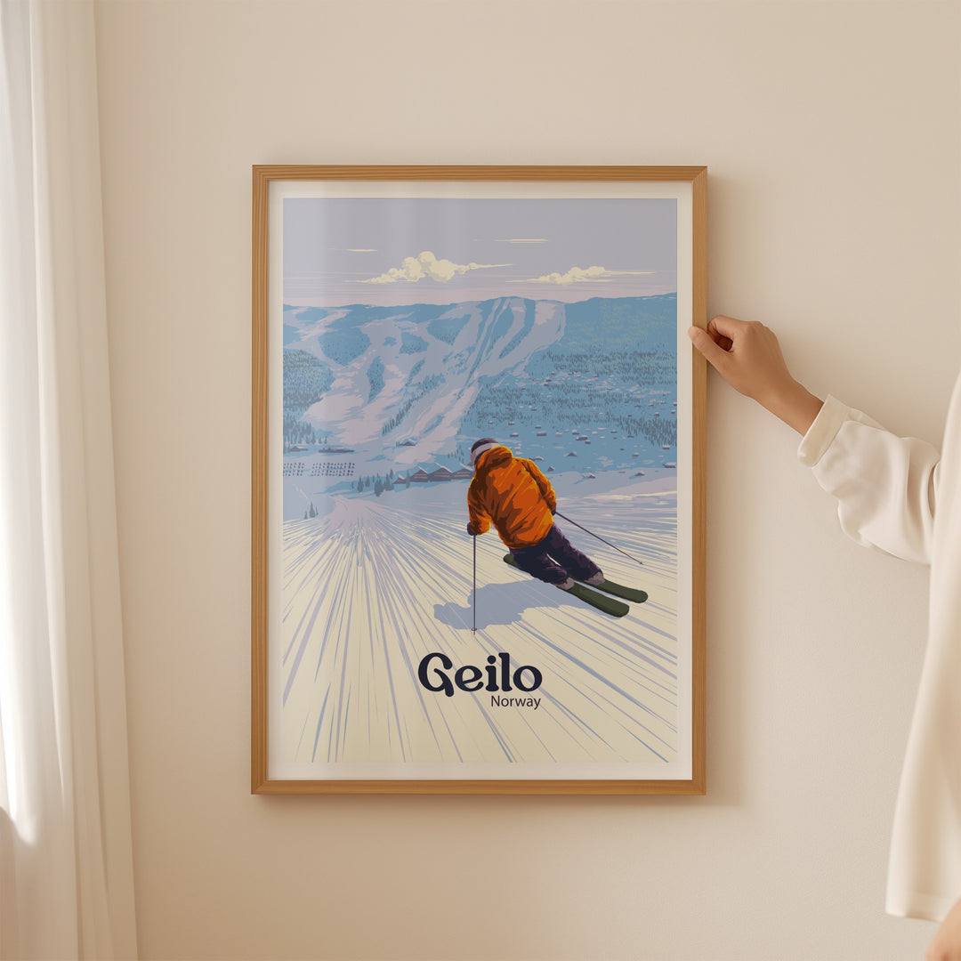 Geilo Norway Ski Resort Travel Poster