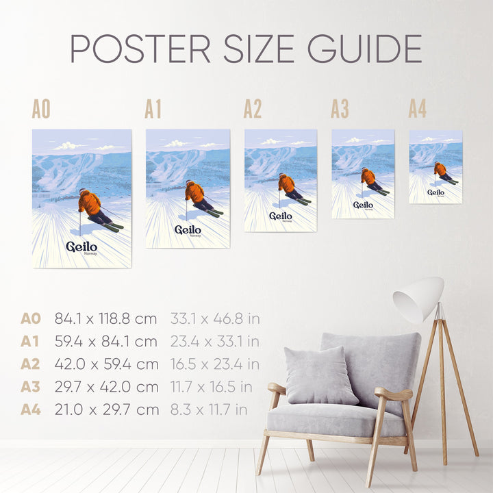 Geilo Norway Ski Resort Travel Poster