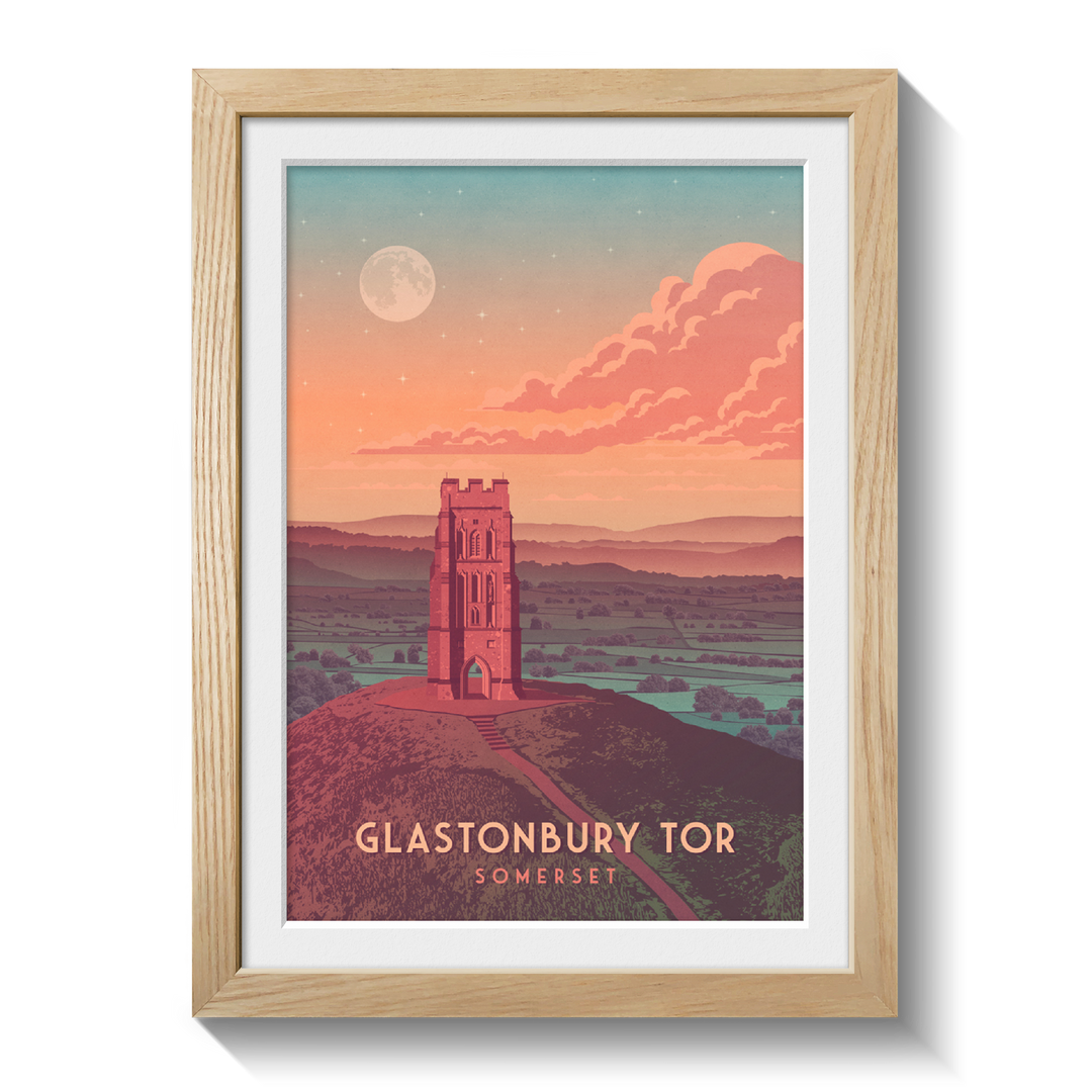 Glastonbury Tor Travel Poster